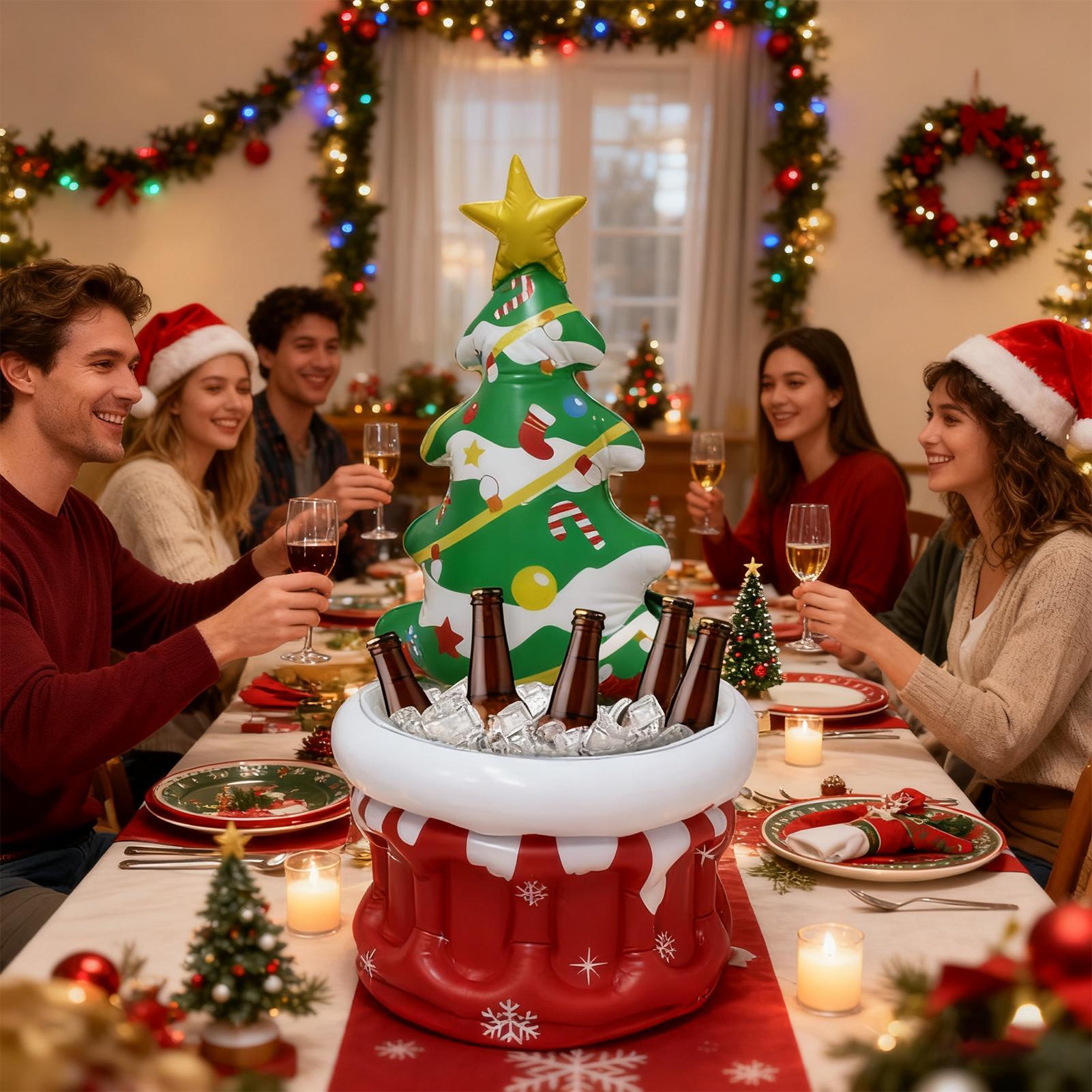 Beer And Wine Festival - インフレータブルクーラー クリスマスツリー型 アイスバケツ お祝い用シャンパンバケツ ビール、ソーダ、ワイン、バー、レストラン、バーベキュー、ピクニック、クラブ用