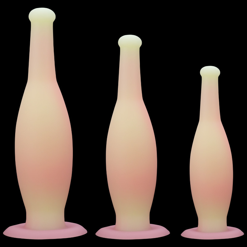 Wine Bottle Size - 3サイズのアナルプラグ、ピンクワインボトル型アナル拡張器、柔らかいシリコン製バットプラグ、肛門と膣を刺激する大人のおもちゃ、マスターベーター