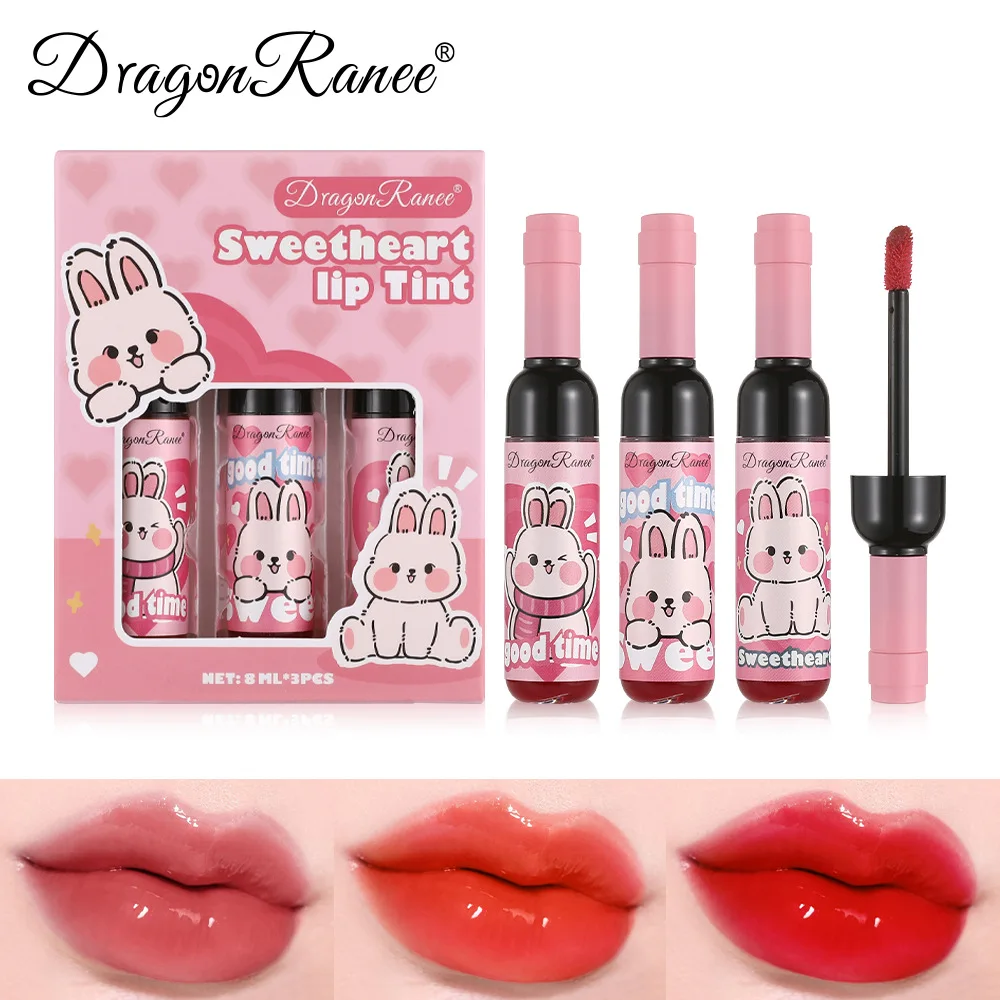 Wine Bottle Size - ワインボトル型リップグロスセット、長持ちする色落ち、転移しない保湿リキッドルージュ、漫画デザイン入り