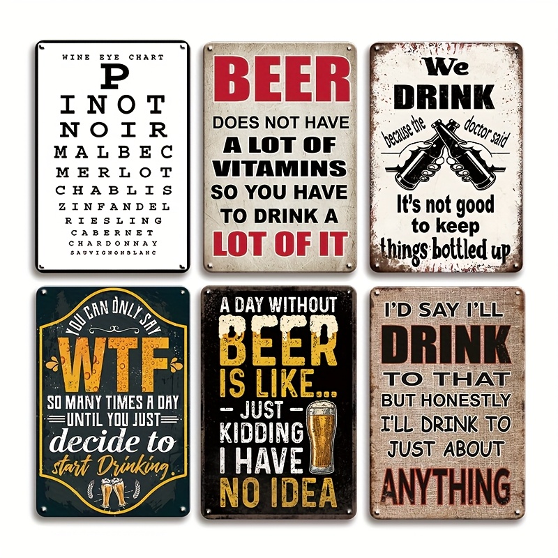 Beer And Wine Quote - 2026 メタルティンサイン 面白いビールワインの名言 ヴィンテージドリンクサイン レトロメタルプレート バー