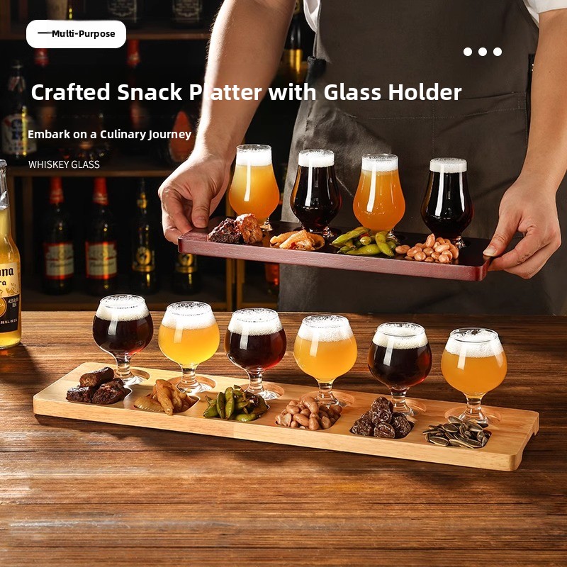 Wine Beer Tasting - ウイスキーワインテイスティングカードインサートカップホルダークリスタルガラスビールカップベースサンプリングセッション用赤ワイン専用トレイ