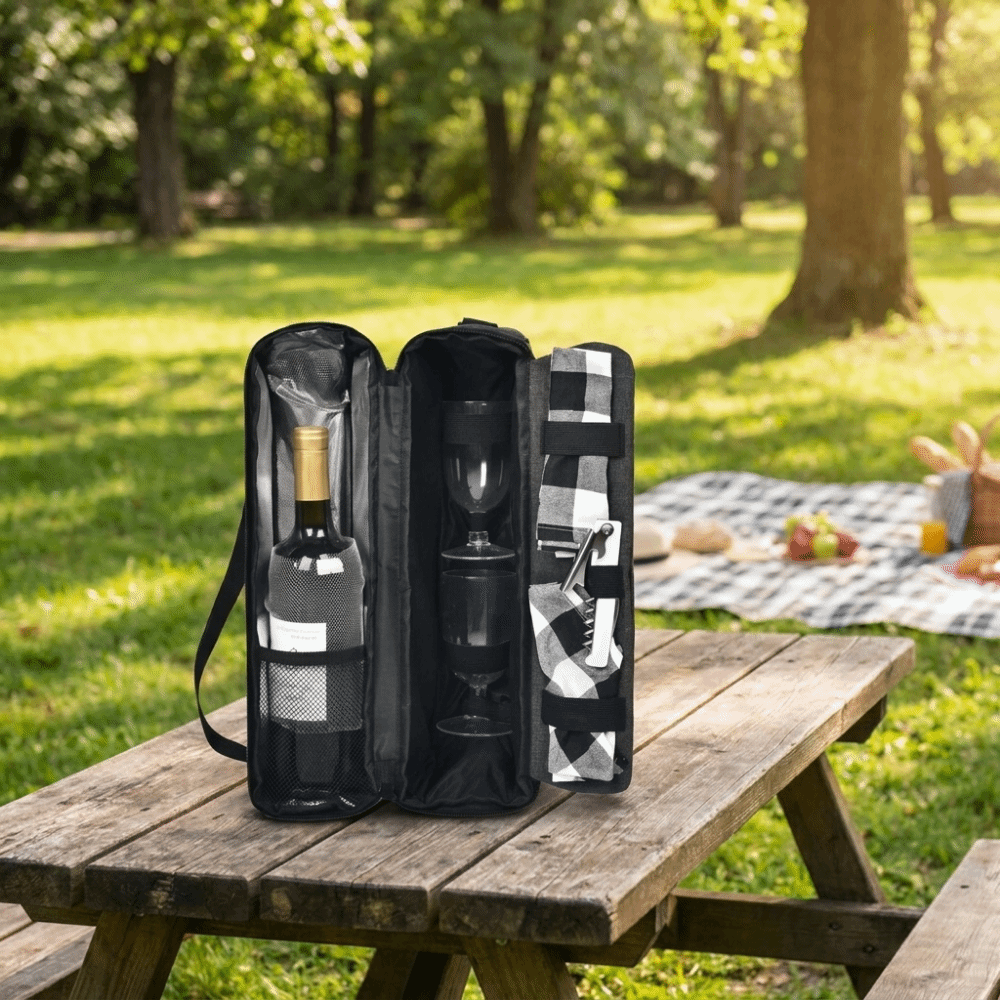 Wine Bottle Size - 大容量ワインクーラーバッグ、2本収納可能、保護機能付きワインボトルキャリア、ハンドル付き、断熱ドリンクシッパー、ピクニック用