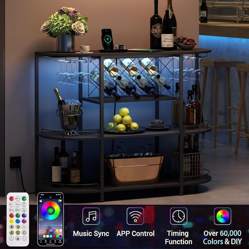 黒色の3段コーヒーテーブル、ワインラック、電源コンセント、L - Wine & Beer Shop のレビューと価格