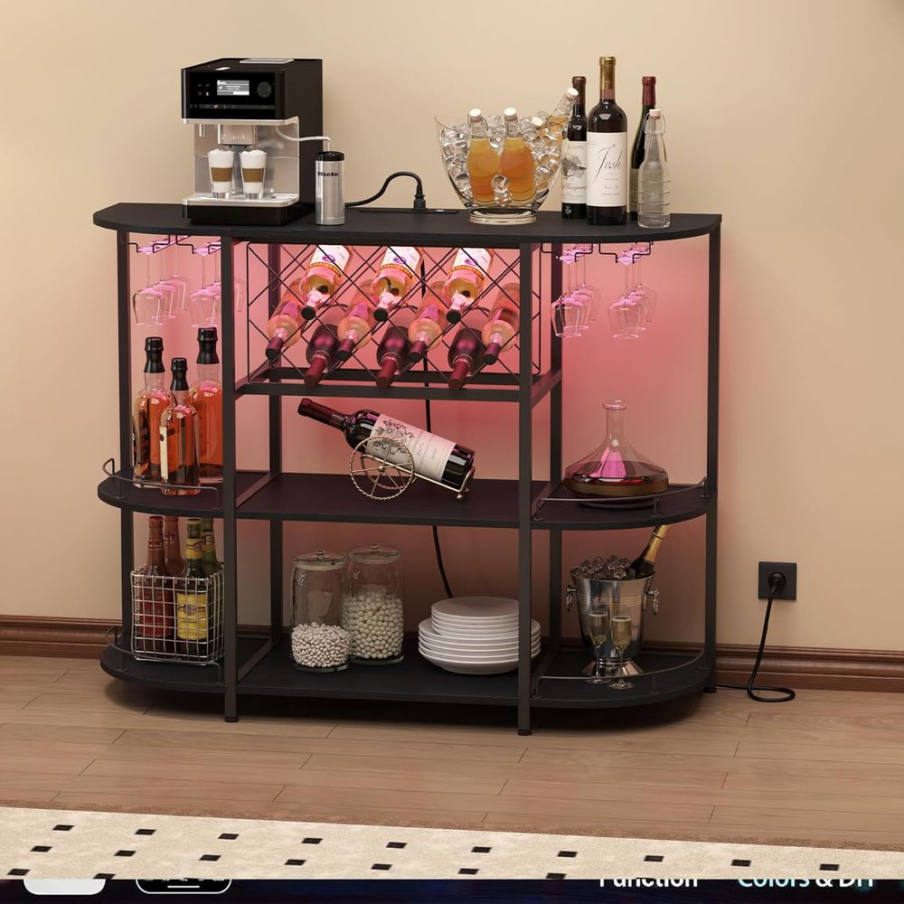 黒色の3段コーヒーテーブル、ワインラック、電源コンセント、L - Wine & Beer Shop のレビューと価格