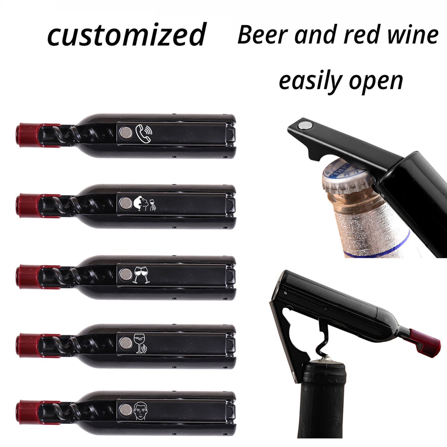 ボトル型カスタムテキストワインオープナー冷蔵庫マグネット名入 - Wine With Beer Name のレビューと価格