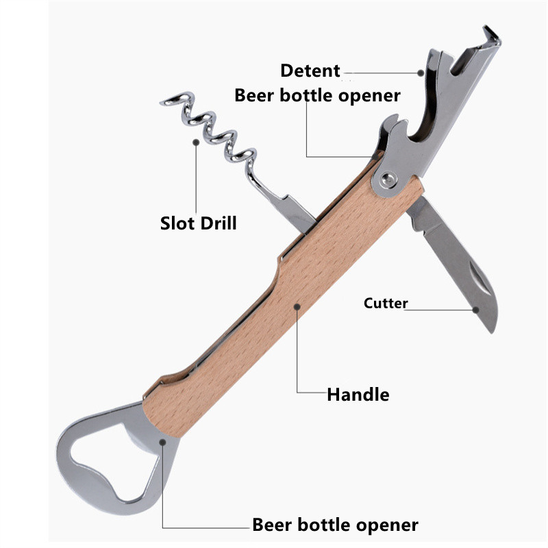 カスタマイズ可能な木製ハンドル付きワインオープナー、ビールと - Wine With Beer Name のレビューと価格
