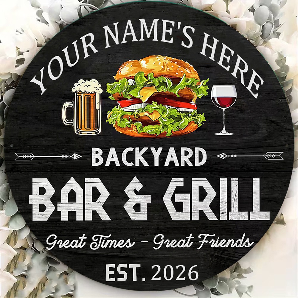 [2Dフラット] 1個入り カスタムネーム ラウンドバックヤ - Wine With Beer Name のレビューと価格