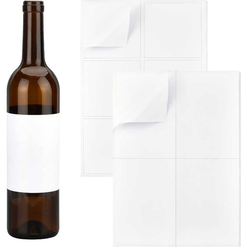 ワインボトル用マットホワイトラベルステッカー,粘着ラベル,イ - Wine Bottle Size のレビューと価格