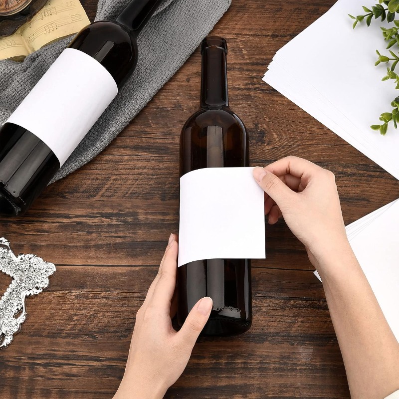ワインボトル用マットホワイトラベルステッカー,粘着ラベル,イ - Wine Bottle Size のレビューと価格