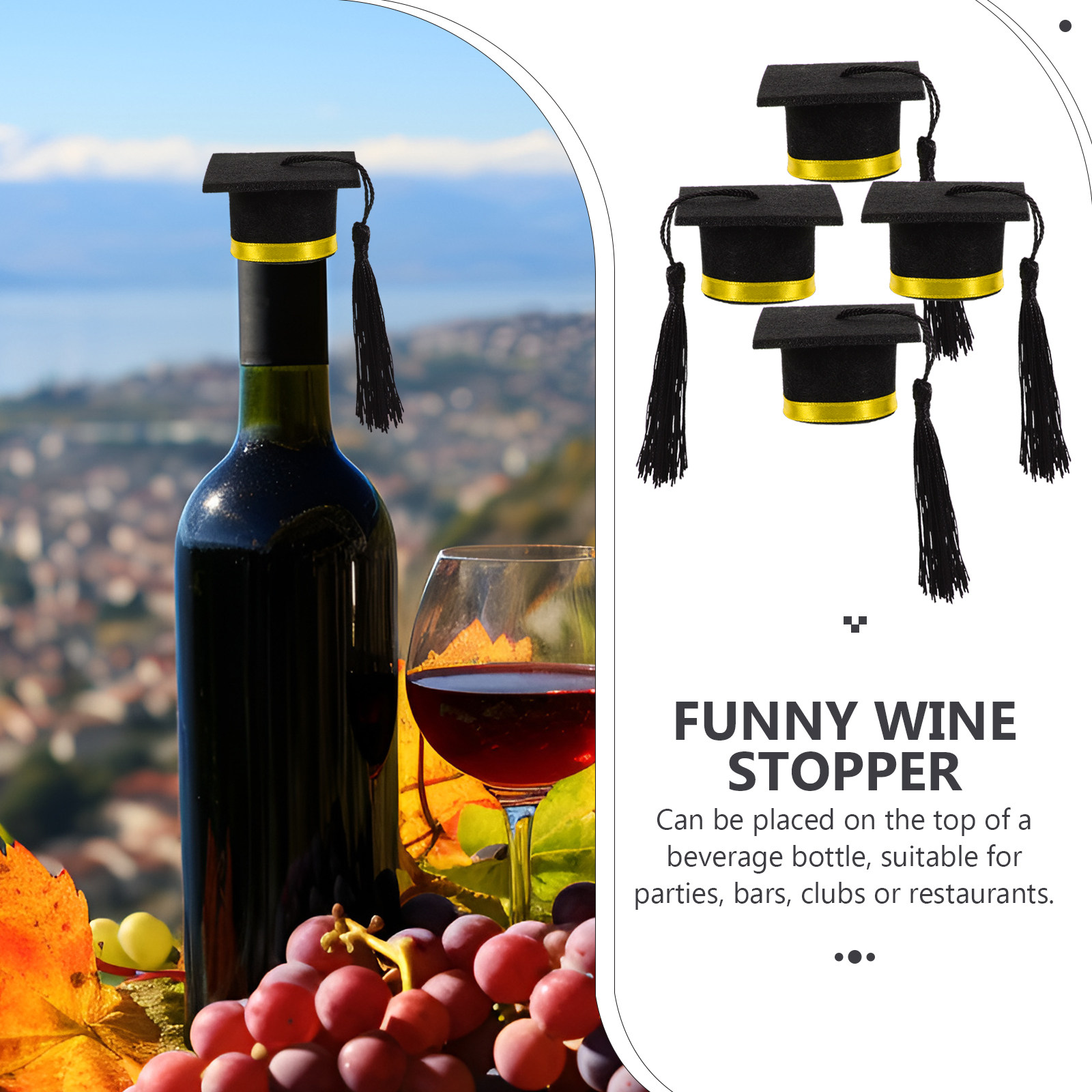 卒業式用帽子型ボトルキャップ4個セット、ミニボトルキャップタ - Beer And Wine Festival のレビューと価格