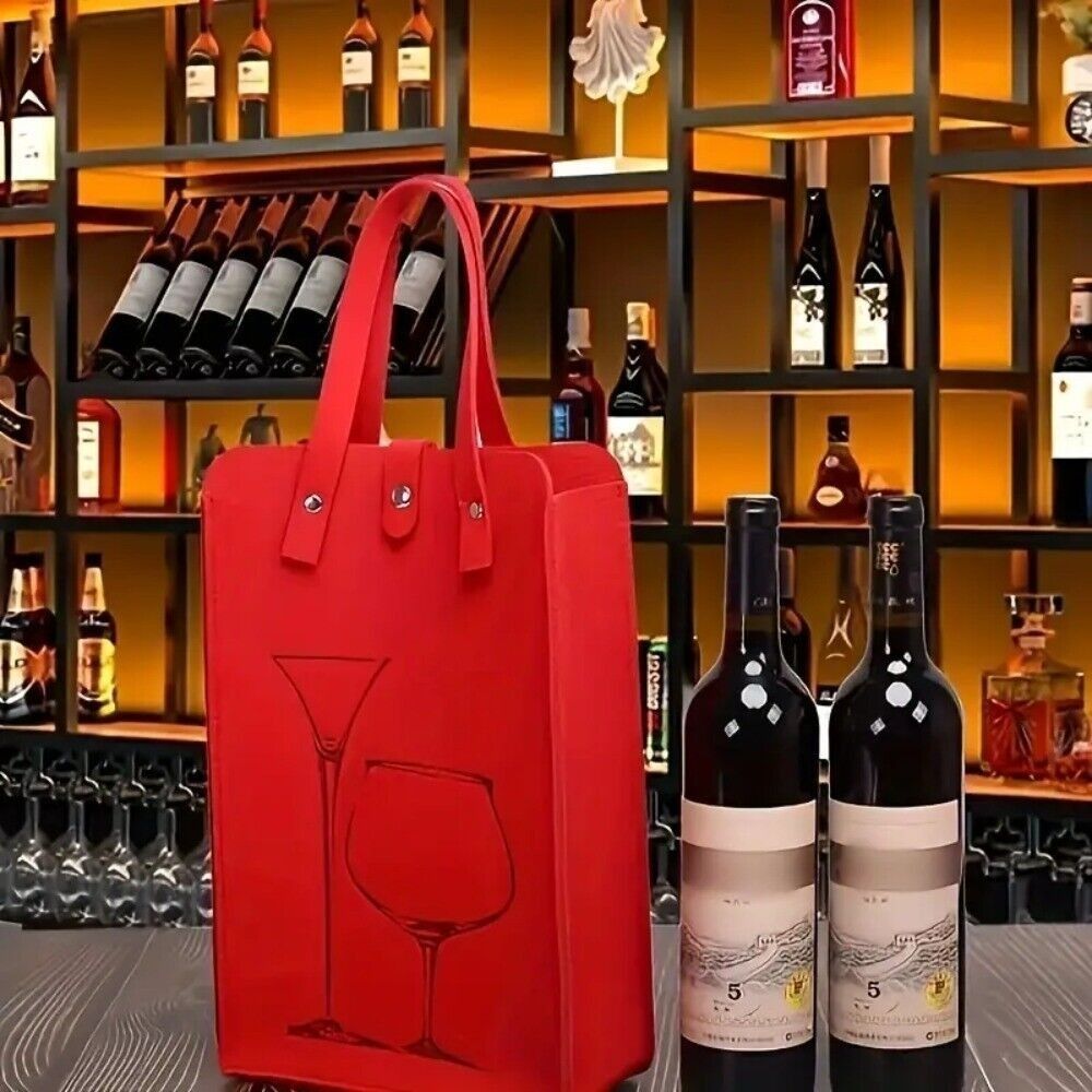 高品質フェルト製赤ワインバッグ、ダブルハンドル付きワインギフ - Wine & Beer Shop のレビューと価格