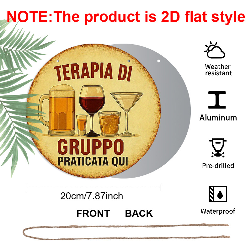 2Dフラット、1個入り7.87インチ丸型アルミニウムサイン、 - Beer And Wine Quote のレビューと価格