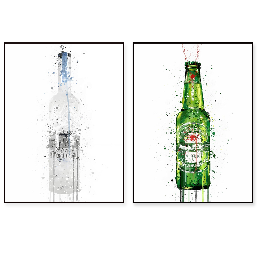 シャンパンアートポスター、ビール、ジン、ウイスキーボトル、シ - Beer Wine Gin のレビューと価格