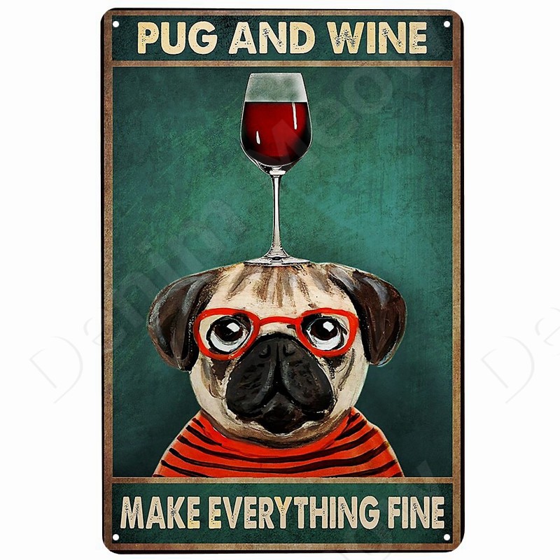 ヴィンテージのワイングラスプレート,メタルサイン,犬とビール - Beer Wine Gin のレビューと価格