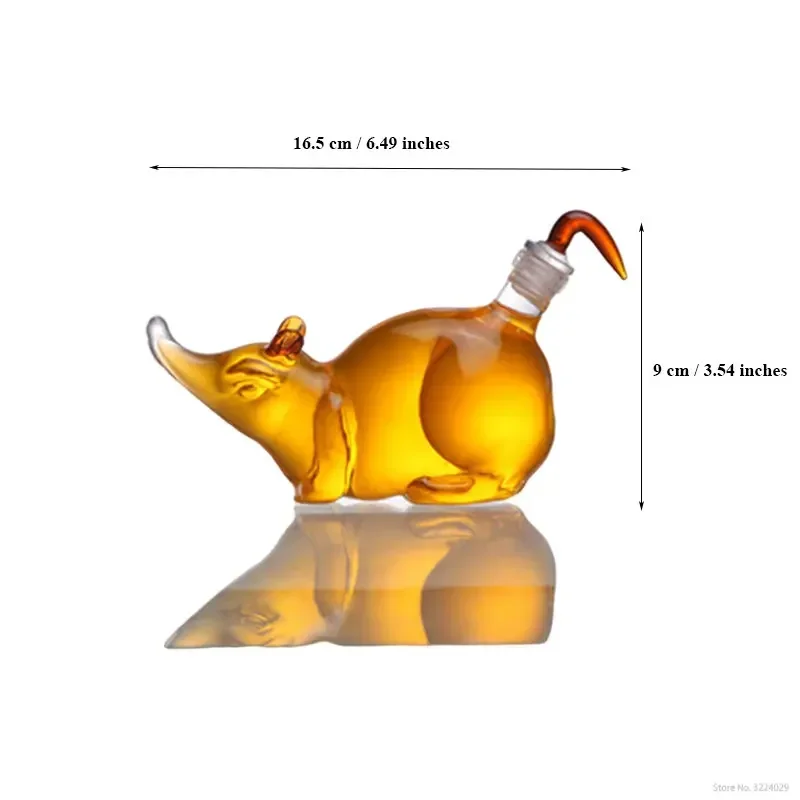 かわいい小型150mlネズミ型アニマルワインボトル、鉛フリー - Wine Bottle Size のレビューと価格