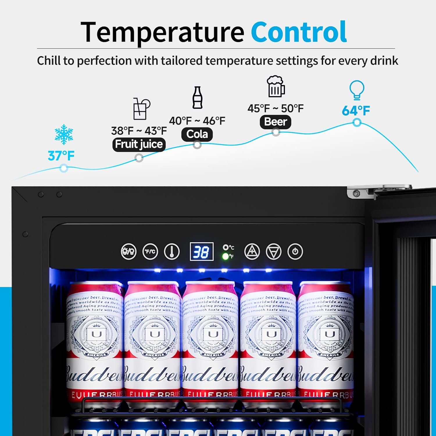 15インチアンダーカウンター飲料冷蔵庫、126缶収納、ガラス - Wine And Beer Undercounter Fridge のレビューと価格