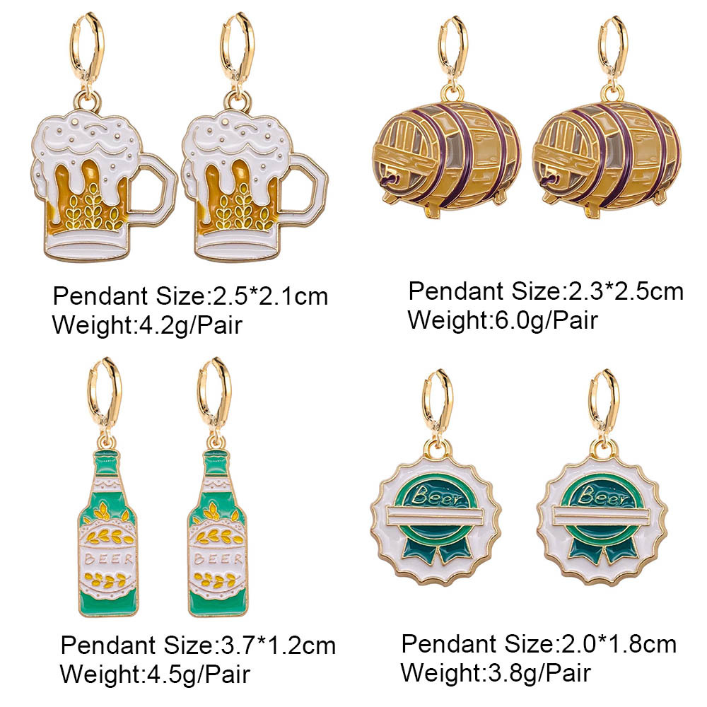女性用合金ペンダントイヤリング,ガラス樽,ビール瓶,ワイン, - Beer And Wine Festival のレビューと価格